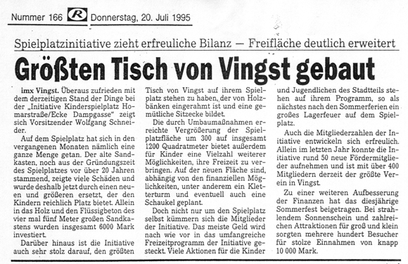 "Initiative hat den gr�ssten Tisch von Vingst gebaut "