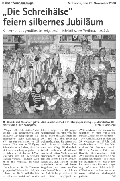 "Die Schreih�lse" feiern silbernes Jubil�um