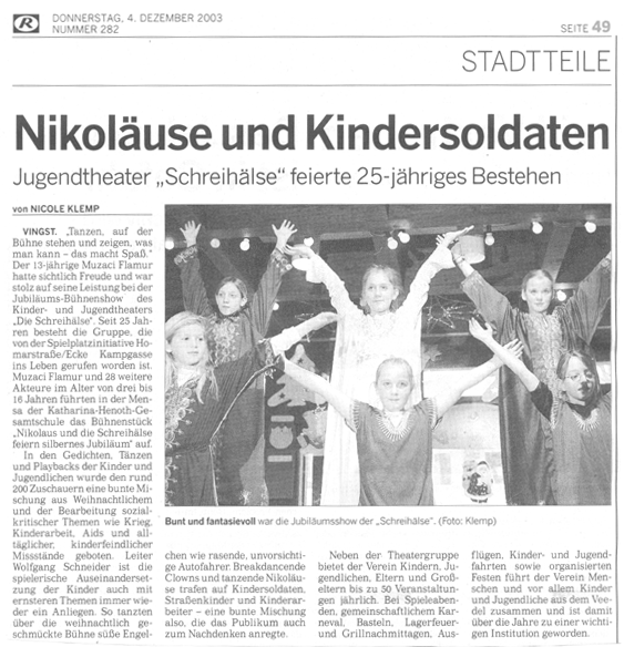 Bunt und fantasievoll war die Jubil�umsshow der "Schreih�lse". (Foto: Klemp)