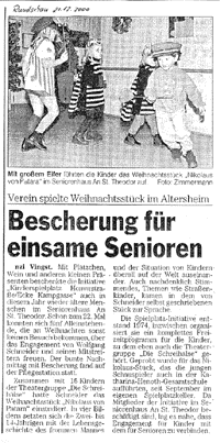Bescherung f�r einsame Senioren